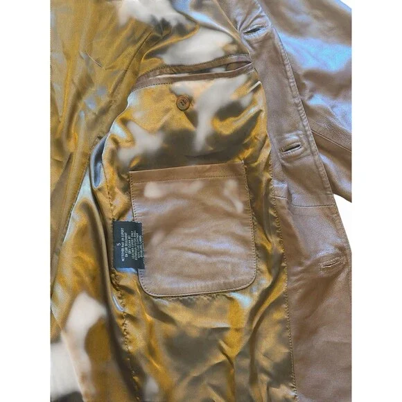 Overland Western 100% Leather Lambskin Blazer Jacket Men XL Soft Three Button